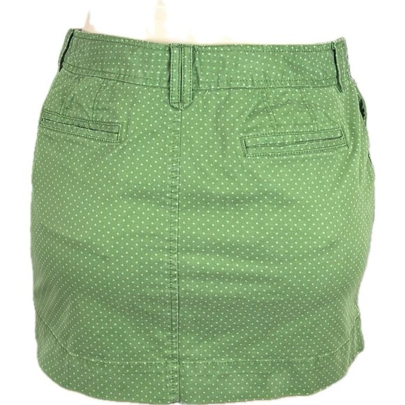 Old Navy 2 Green Micro Polka-Dot Button Zip Front Pockets Cotton Mini Skirt - Picture 4 of 6